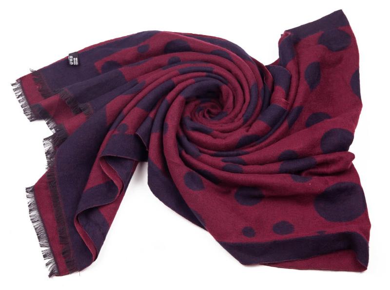 Scarf Shawl Viscos fleecy Points Red Bordeaux Navy